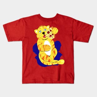 Cat Eating Pizza, Cute Cat Eating A Pizza Kids T-Shirt